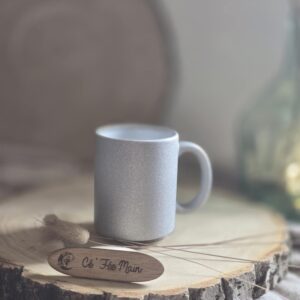 Cé'Fée Main - mug pailleté argenté à personnaliser
