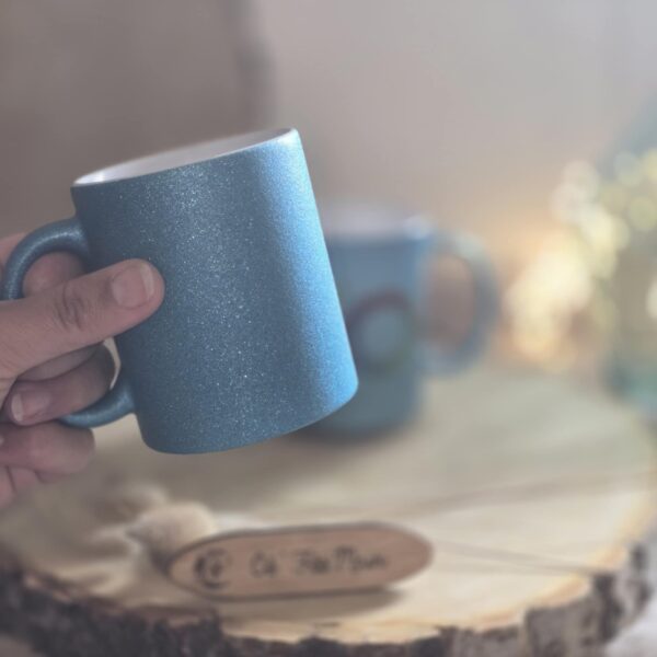 Cé'Fée Main - mug pailleté bleu à personnaliser 4