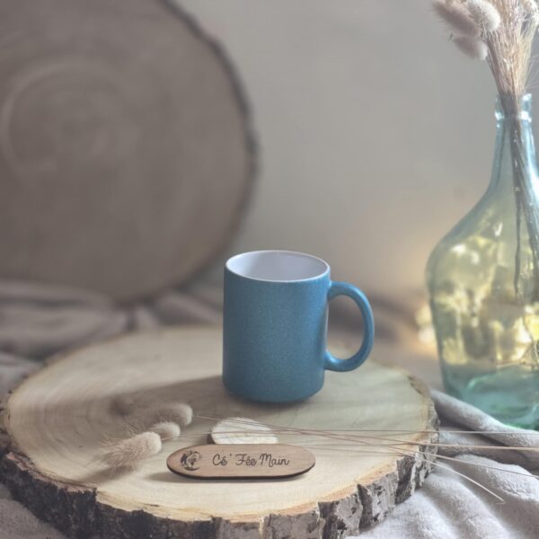 Cé'Fée Main - mug pailleté bleu à personnaliser