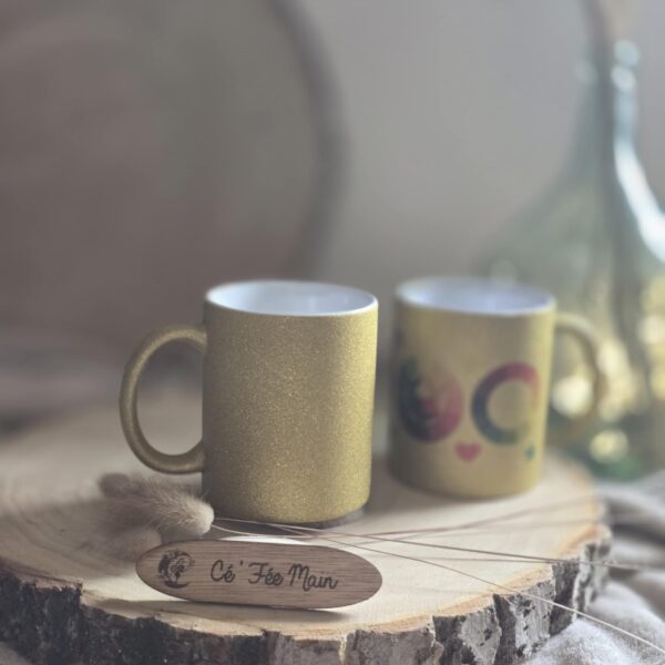 Cé'Fée Main - mug pailleté or à personnaliser 2
